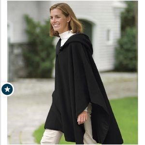 Plow & Hearth~Reversible~water repellent~ hooded cape~camel/ black